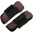 thumbnail image 2 of 1 par de botas de soporte para caballos, protector de pata de caballo de neopreno con carcasa de PU para saltar y caza, patas delanteras marrones M, 2 of 5