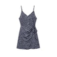 thumbnail image 3 of WRKEKC Floral Dress for Women Polka Dot V Neck Spaghetti Strap Side Tie Wrap Mini Versatile Casual Wear Soft, 3 of 7