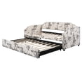 thumbnail image 6 of Harper & Bright Designs Twin Daybed with Extended Pop Up Trundle, Upholstered Linen Sofa Bed Daybed with Vertical Stripes, Twin Size Daybed Frame for Guest Room Bedroom, White Tossed Botanical, 6 of 20