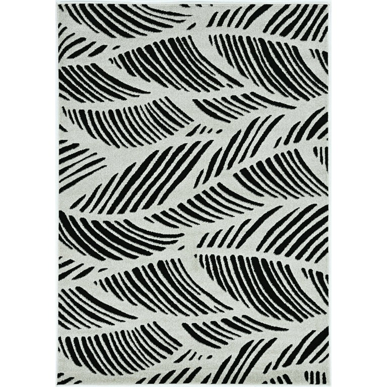 2'X4' Black White Machine Woven Uv Treated Tropical Palm Leaves Indoor Outdoor Accent Rug 2'X4' Black White Machine Woven Uv Treated Tropical Palm Leaves Indoor Outdoor Accent Rug