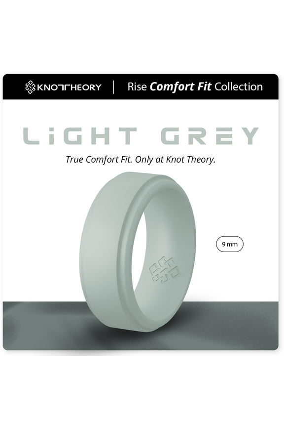 Light Grey Step Edge Breathable Silicone Ring for Men 9mm Bandwidth