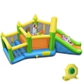 thumbnail image 1 of Gymax Inflatable Slide Bouncer Ball Pit Basketball Dart Game W/ 735W Blower, 1 of 10