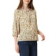 thumbnail image 4 of BLUSA BOHO INSPIRADA PARA MUJERES CON ESTAMPADO FLORAL Y CUELLO CON LAZO, MANGAS 3/4, TOPS CASUALES, TAMAÑO S, NARANJA, 4 of 6