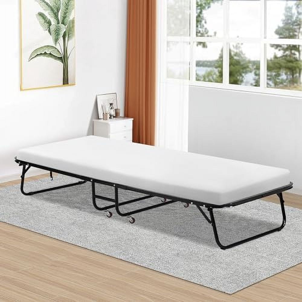 Dkelincs Folding Bed Rollaway Bed with 4 Mattress Fold Up Bed Lightweight Portable Bed Guest for Adults,31"X75"Foldable Frame Bed for Camp Travel Nursing350Lbs
