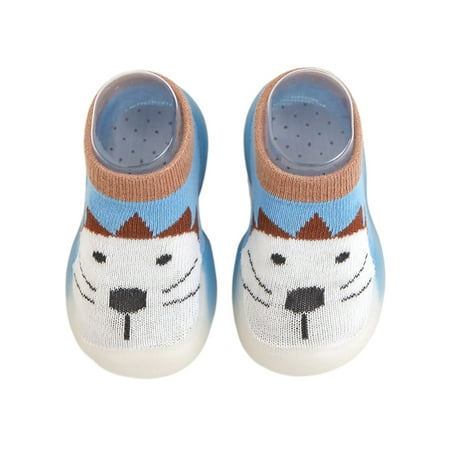 

Ritualay Infant Socks Slipper Prewalker Crib Shoe Cartoon First Walker Shoes Breathable Lightweight Sock Outdoor Daily Rubber Sole Floor Slippers Light Blue 8C