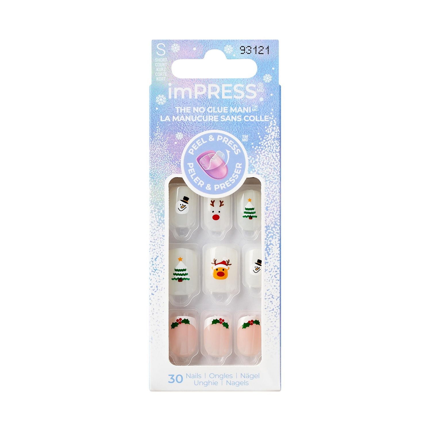 imPRESS Holiday Press-On Nails - Short Length - Square Shape - 30 Ct., Kiss Impress Holiday