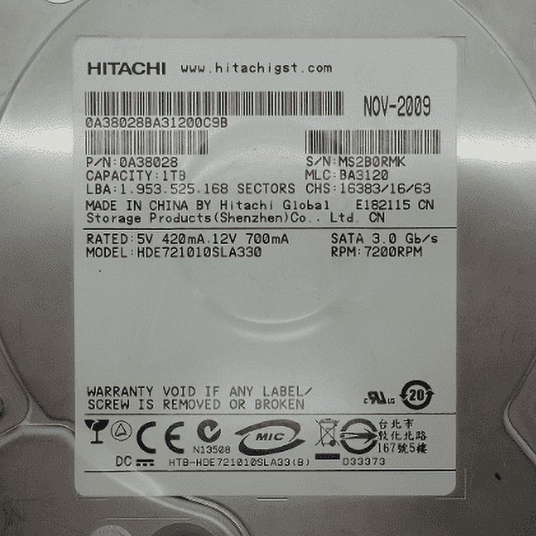 Hitachi HDS721010KLA330 1TB 7200rpm Internal 3.5-Inch Hard Drive