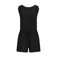 thumbnail image 4 of CheerKidz Ladies Summer Sleeveless Jumpsuit Drawstring Straps Double Pocket Casual Tank Romper Beach Cover Up(Black,XL), 4 of 7