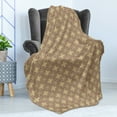 thumbnail image 4 of Art Deco Soft Flannel Fleece Throw Blanket, Repeating Square and Rectangle Motifs in Vintage Design Print, Cozy Plush for Indoor and Outdoor Use, 60" x 80", Pale Camel Mauve Taupe, by Ambesonne, 4 of 5