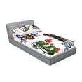 thumbnail image 2 of Ambesonne Japanese Fitted Sheet & Pillow Sham Set, Manga Style Dragon, Twinxl, Green Blue, 2 of 2