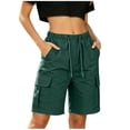 thumbnail image 3 of Binmer Women’s Drawstring Elastic Waist Cargo Bermuda Shorts, Womens and Women's Green,Size S-2XL, 3 of 9