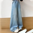thumbnail image 7 of LRen Girls Wide Leg Jeans Size 10-12 Baggy Wide Straight Leg High Elastic Waisted Denim Pants Y2k Back To School Streetwear Trousers for Girls, 7 of 7