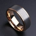 thumbnail image 2 of Wedding Rings For Men. 8mm Rose Gold & Silver Matte Tungsten Wedding Band, 2 of 3