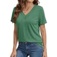 thumbnail image 2 of MOSHU Deep V Neck Womens Plus Size Tops Curved Hem Shirts for Women Fashion Trendy Blouses Casual Loose Fit Tees Tops, 2 of 8