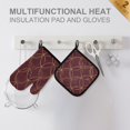 thumbnail image 4 of Yayeee Oven Mitts and Pot Holder Set of 2 Heat Resistant Kitchen Gloves Baking Hot Pad, Circular Gold Pattern, 4 of 5