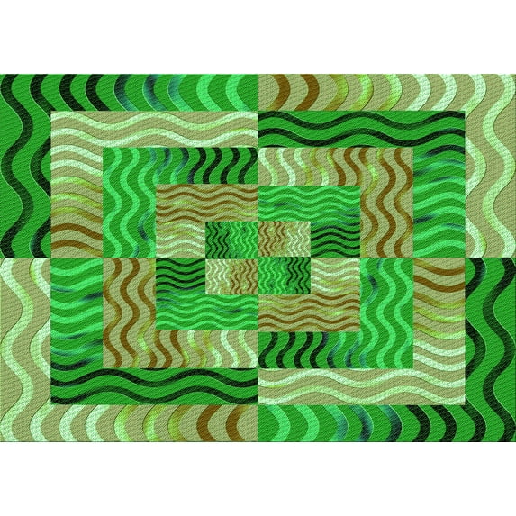 Ahgly Company Indoor Rectangle Patterned Nebula Green Area Rugs, 2' x 3'