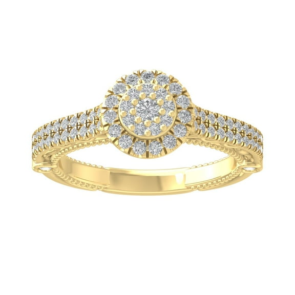 ARAIYA FINE JEWELRY 14K Yellow Gold Round Lab Grown Diamond Engagement Ring (5/8 cttw, VS Clarity, D-E Color) Size 7