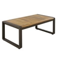 thumbnail image 3 of 4-Piece Outdoor Furniture Set, Large Metal Patio Conversation Set with Cushion & Acacia Wood Tabletop, Brown, 3 of 9