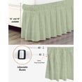 thumbnail image 3 of Sage Green Burlap Texture Bed Skirt King Size, Farmhouse Vintage Sage Green Wrap Around Bed Skirting with Adjustable Elastic Strap, Dust Ruffle Pleated Bedskirts 16 Inch Drop for Bedroom King Beds, 3 of 9