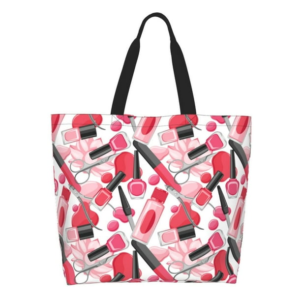 Balery Makeup Bolsa Tote Estilo Estético con Cremalleras, Bolsa de Hombro, Bolsa de Compras Grande y Plegable