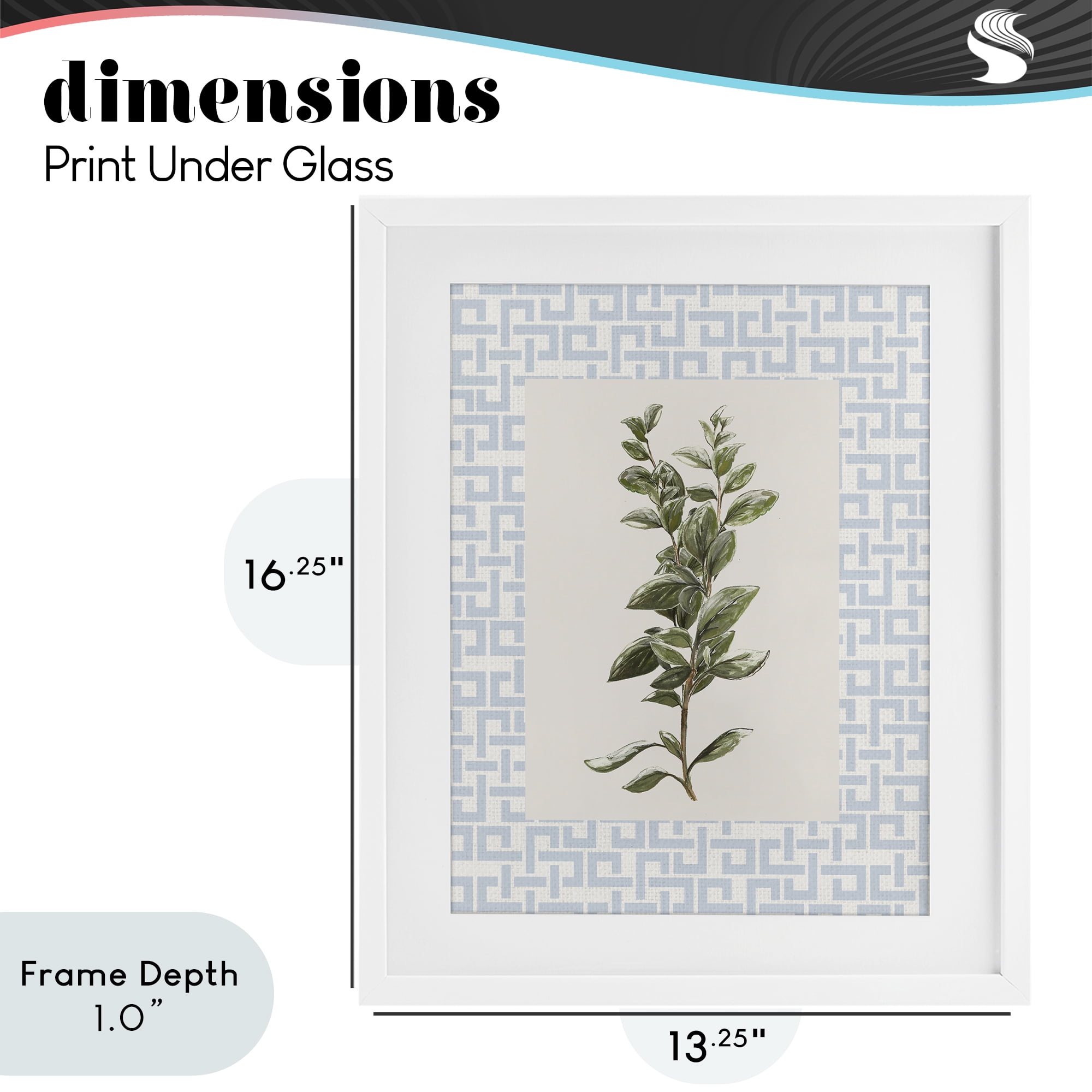 Stupell Industries Fresh Herb on Geometric White Framed Print Under Glass, design by Diannart