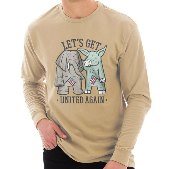 Plus Size Let Us Get United Again Ring Spun Cotton Premium Long Sleeve Graphic Shirt - Mushroom XL
