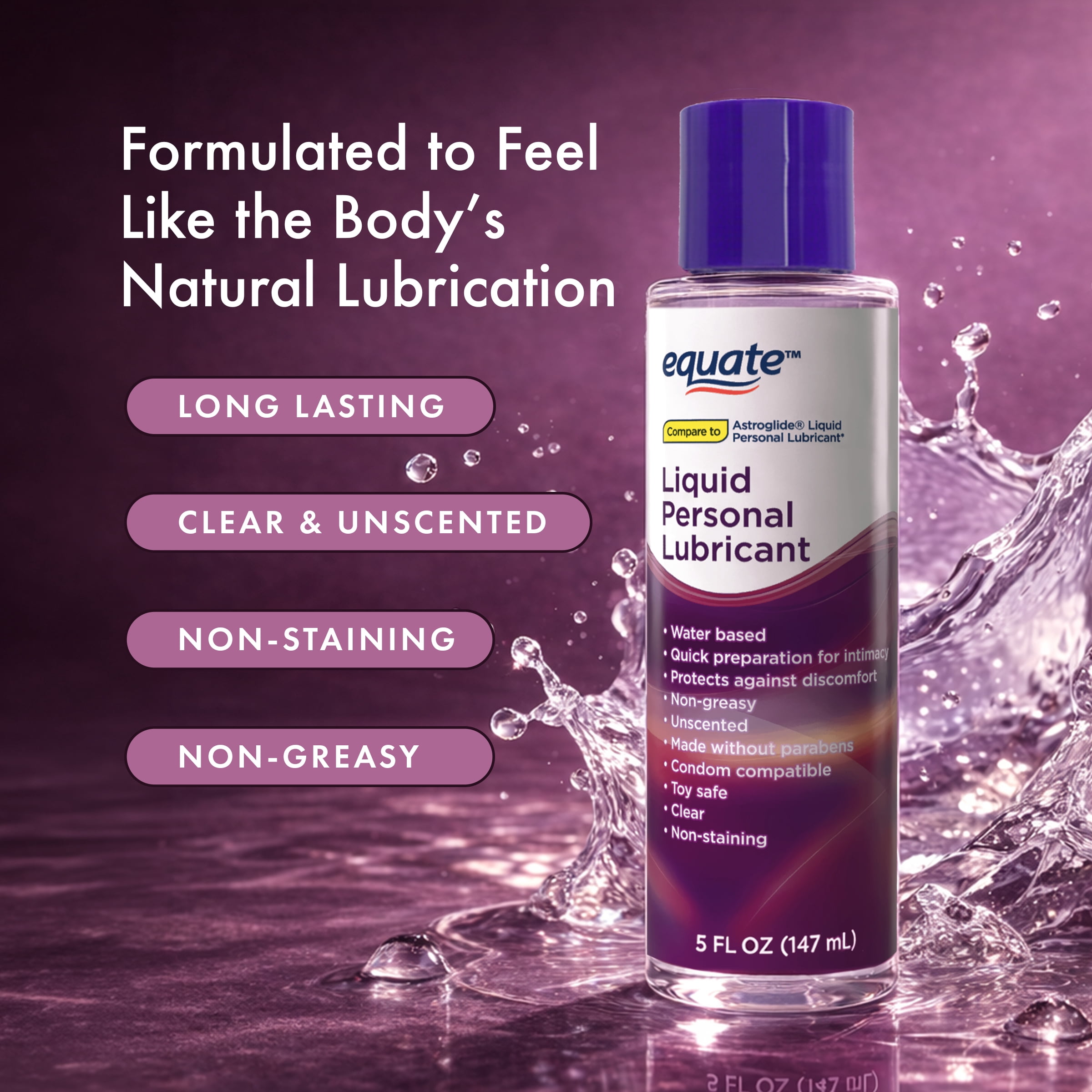 Equate Liquid Personal Lubricant, 5 fl oz, Compare to Astroglide® Liquid Personal Lubricant