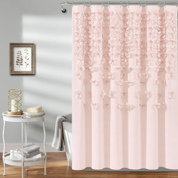 Lush Decor Lucia Textured Shower Curtain, 72x72, Blush, Single