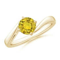 ANGARA Natural Round 1 ct Yellow Sapphire Solitaire Bypass Ring in 14K Yellow Gold for Women (Size-6mm) | September Birthstone, Anniversary, Jewelry Gift for Women | Natural Yellow Sapphire Ring