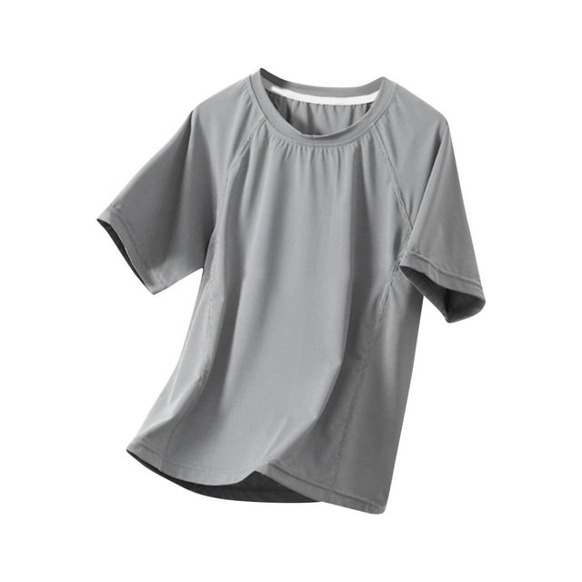 Zpanxa T Shirts for Girls Solid Color Breathable Short Sleeve Round Neck Sport Top Polyester 15 Years