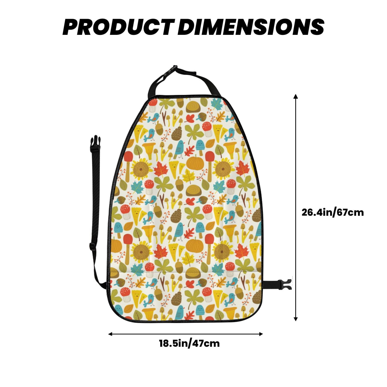 Xecao Forest Mushrooms Pattern Car Seat Back Protector 2 Pack Large Capacity Pocket, Kick Mats Back Seat Protector