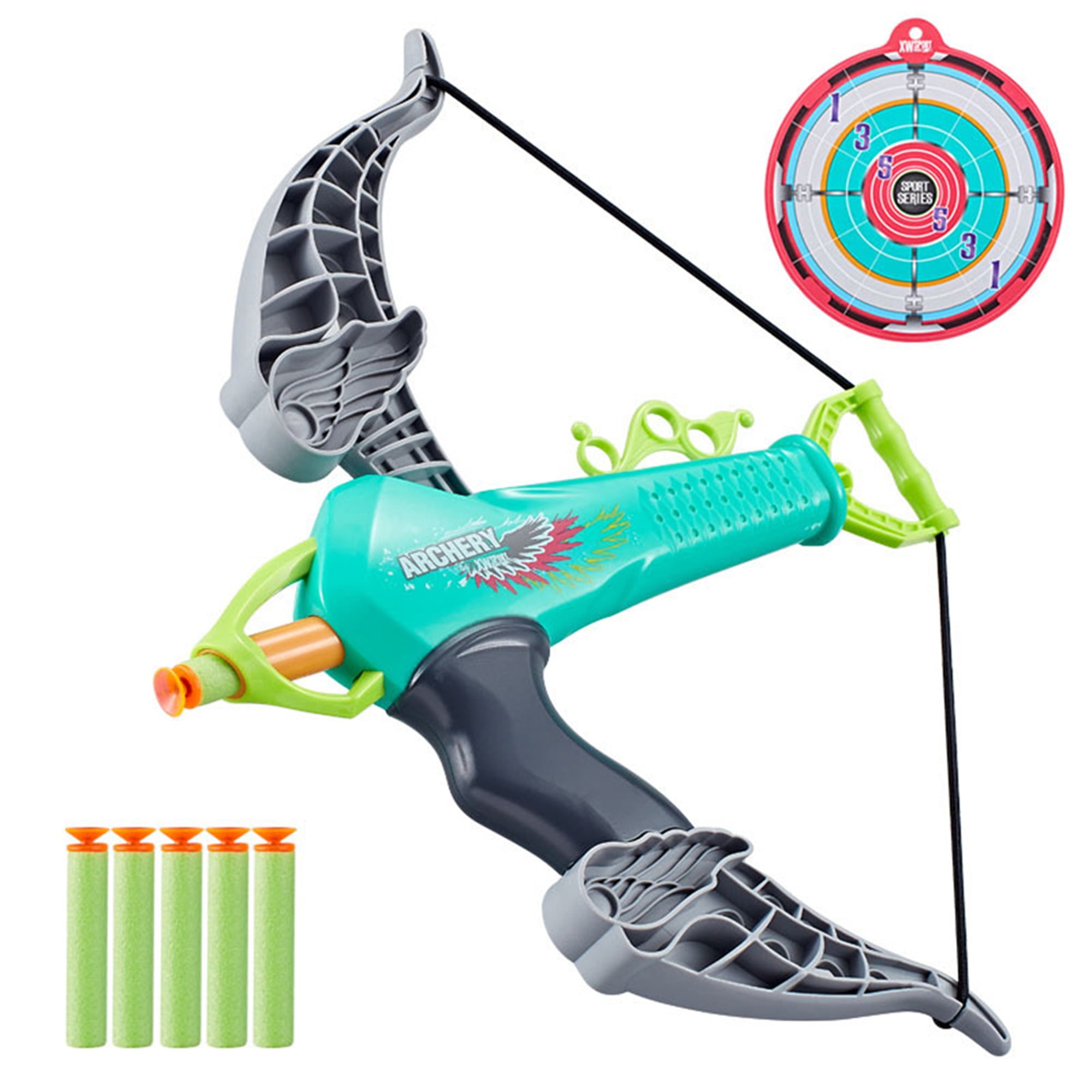 Shakub Bow Arrow Archery Set with 5 Foam Darts & 1 Target, Kids Games