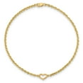thumbnail image 3 of Auriga 14K Yellow Gold Diamond-Cut Open Heart Rope Anklet 10inch for Women, 3 of 6