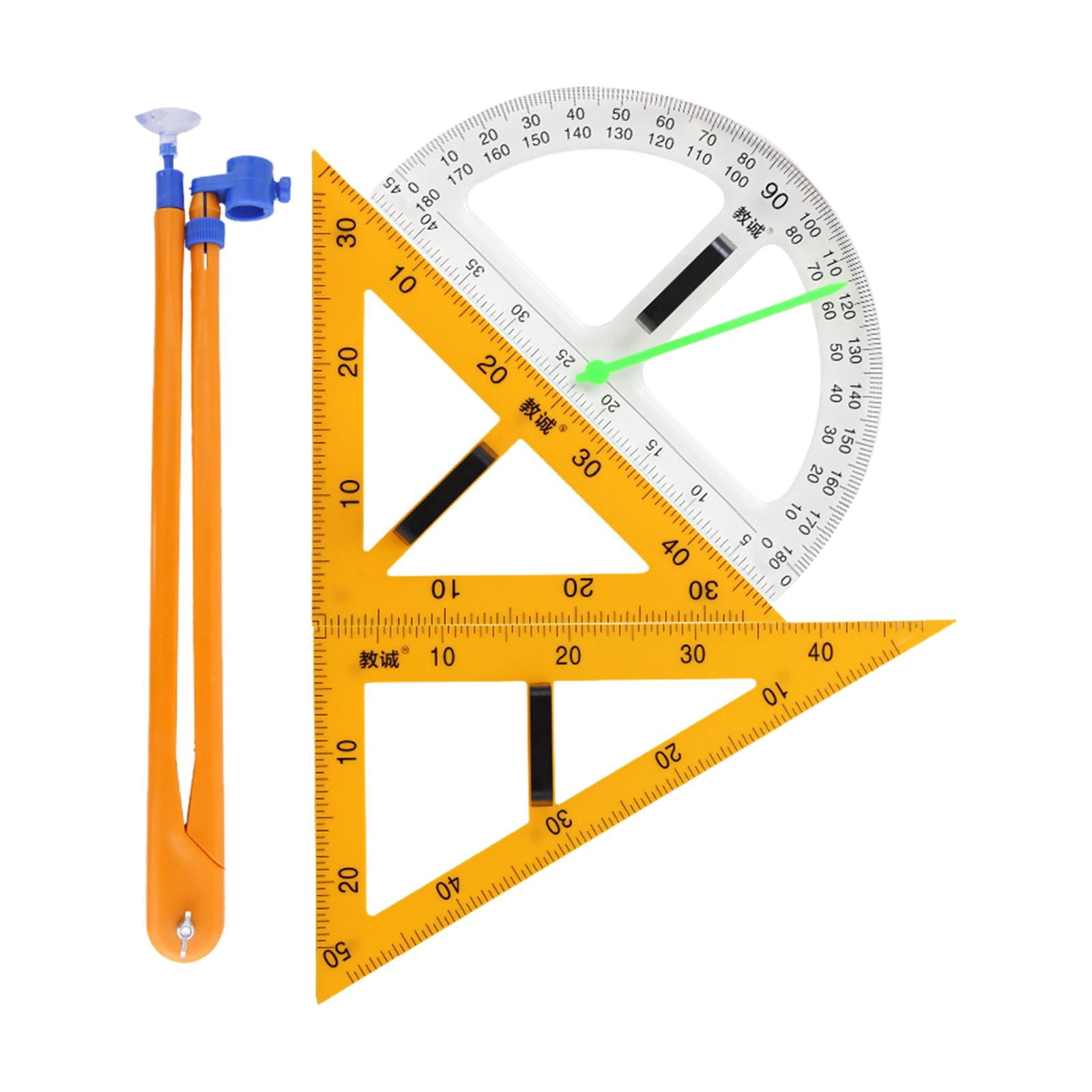 4x Large Math Geometry Rulers Large Number Set Protractor Ruler Teaching Supplies for Classroom Blackboard Teachers White Board Engineering