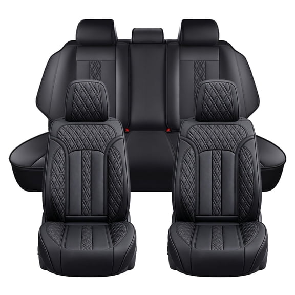 2017 for Jeep Cherokee Seat Cover, Faux Leather 5 Seats Full Set Retain Seatbelt Port Beautify Interior, Black Car Seat Covers, Protect Car Seats