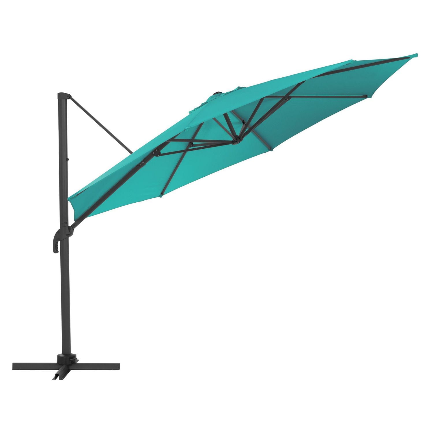 CorLiving 11.5ft Deluxe Durable Canopy Offset Titling & Rotating Patio Umbrella with Aluminum Frame