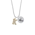 thumbnail image 2 of Delight Jewelry Goldtone Crystal Initial - K - Silvertone Script Initial Disc - K - Charm Necklace, 20"+3", 2 of 4
