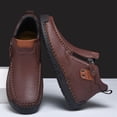 thumbnail image 5 of HTHLVMD Hand-Stitched Leather Loafers, Men's Mid-Top Slip On Chukka Boots,Vintage Leather Hand-Stitching Elastic Non-Slip Driving Walking Casual Dress Shoes, Coffee 11, 5 of 5
