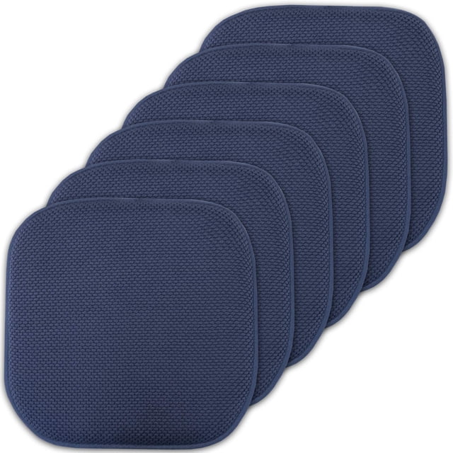 Cojines para silla Sweet Home Collection, espuma viscoelástica, paquete de 6 unidades, color azul marino