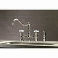 thumbnail image 2 of Kingston Brass KS3276PXBS Restoration Bridge Kitchen Faucet with Brass Side Sprayer, Polished Nickel, 2 of 8