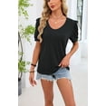 thumbnail image 7 of AnuYalue Puff Sleeve T-Shirt for Women V Neck Casual Summer Shirt Short Sleeve Solid Color Tops Vacation Daily Wear Tshirt, 7 of 7