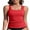 Red, variant on Asoul Womens Ribbed Tankini Tops Only Ruched Tummy Control Swimsuit Tops Scallop Trim Bathing Suit Top( No Bottoms)
