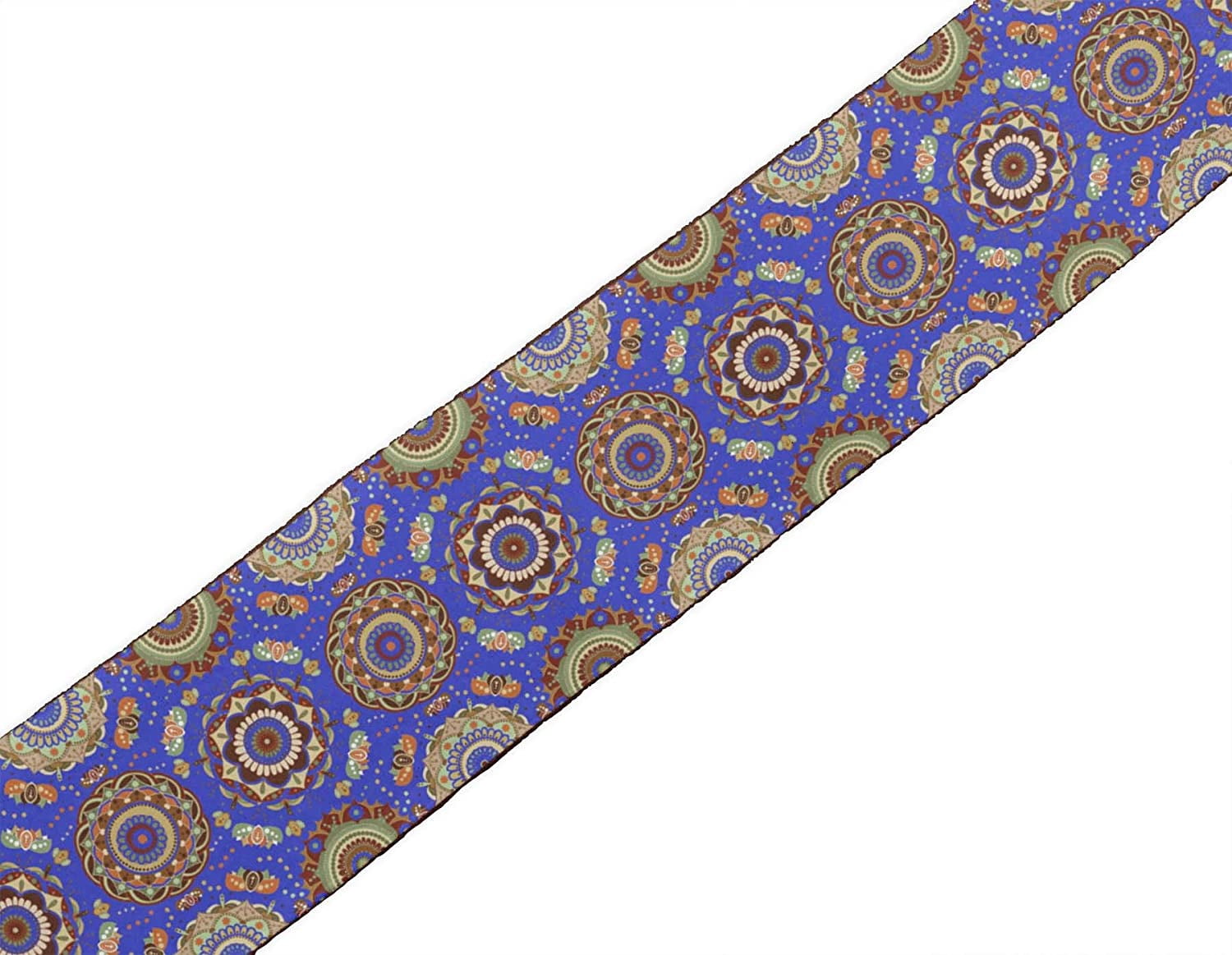 IBA Indianbeautifulart Blue Mandala Kaleidoscope Fabric Laces For Crafts Printed Velvet&nbsp;Trim&nbsp;Fabric Sewing Border Ribbon&nbsp;Trims&nbsp;9 Yards 3 Inches