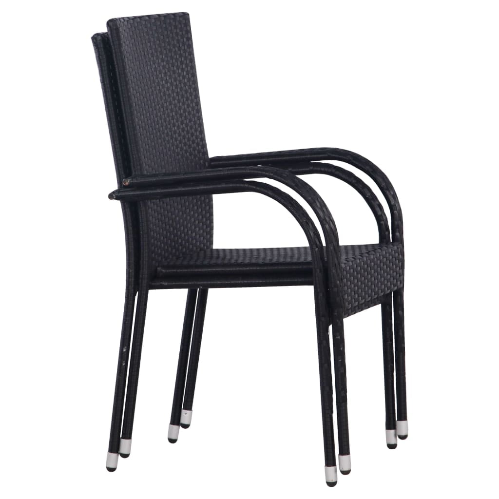 Kepooman 2 Pcs Outdoor Patio Stackable Rattan Wicker Arm Chairs Set, Black
