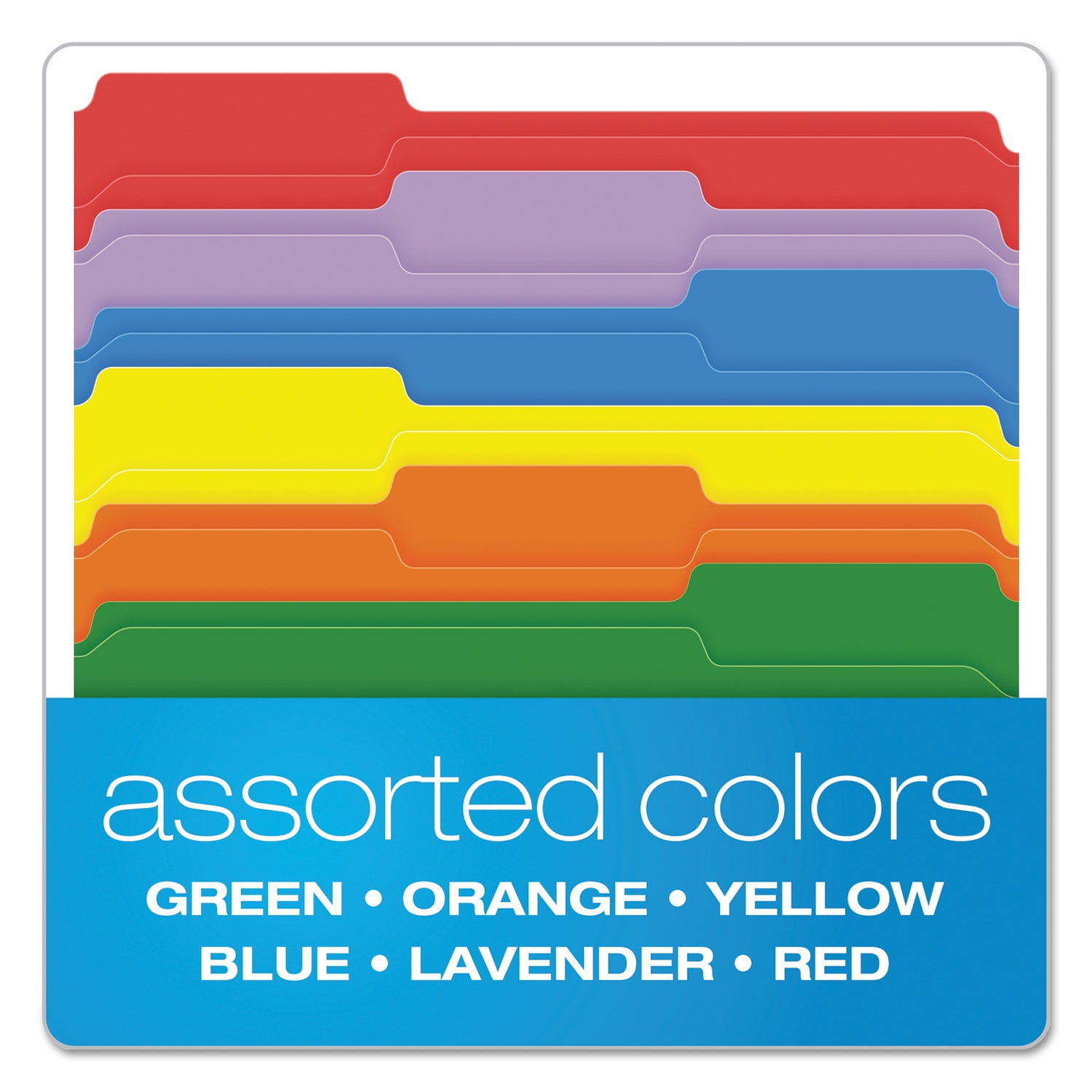 Pendaflex Reinforced File Folder, Letter Size, 1/3 Cut Tabs, Assorted Colors, Pack of 100