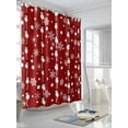 thumbnail image 3 of Christmas Snowman Red Long Shower Curtain Set, Waterproof Shower Curtains for Bathroom, Winter Snowflakes Xmas Retro Washable Fabric Cloth Bath Curtain for Bathtub Decoration with Hooks 72x84 Inches, 3 of 6