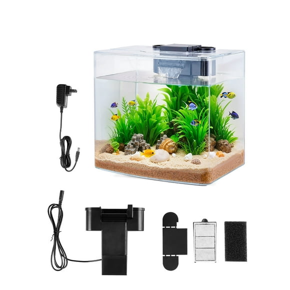 VEVOR 3.5 Gallon Fish Tank Aquarium Smart Arch Clear GPPS 3 Color Self Cleaning