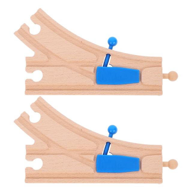 Juego de 2 vías de tren de madera para intersecciones, accesorios para cambiar de vía, compatible con las principales marcas, educativo y divertido para niños