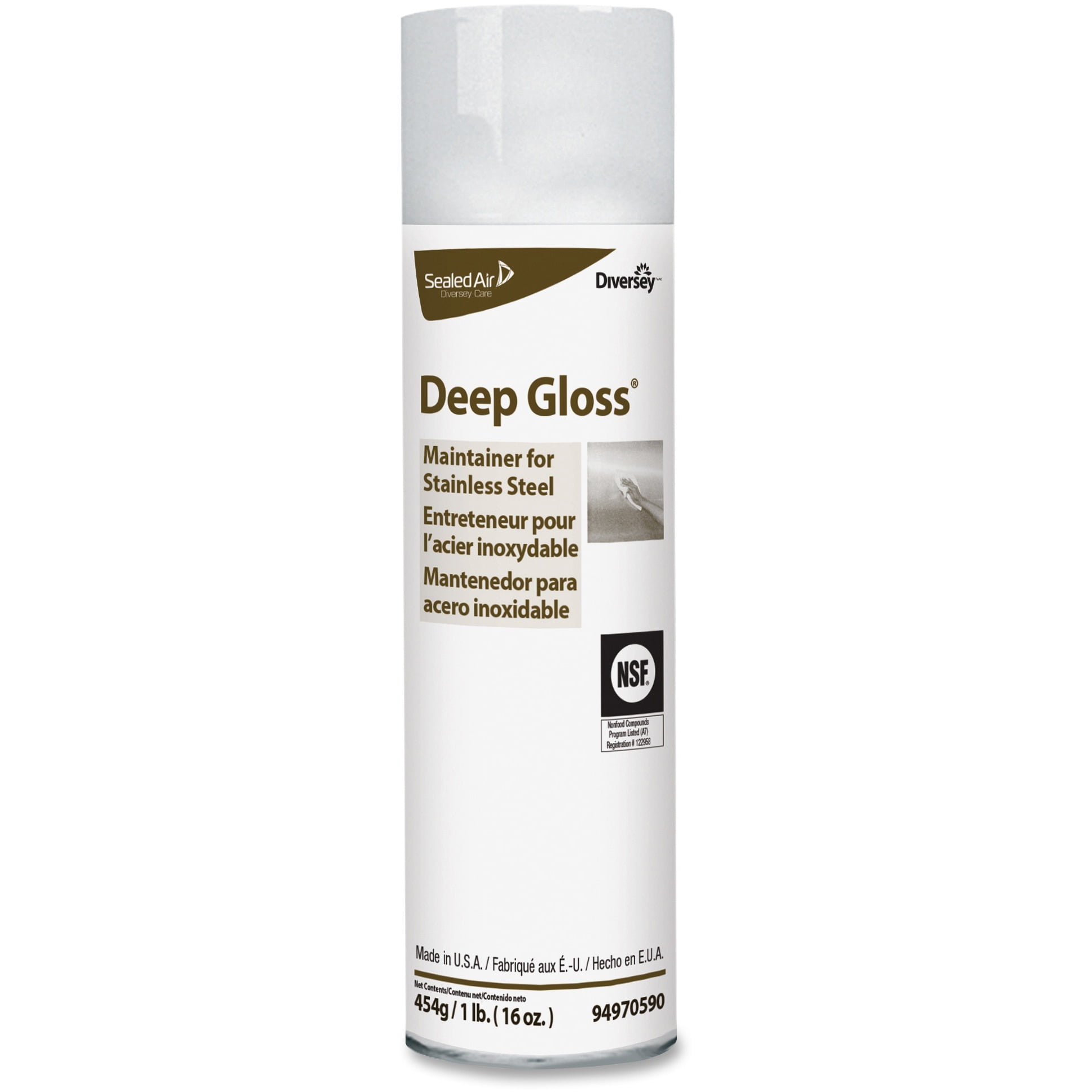 Diversey Deep Gloss Stainless Steel Maintainer, White, 1 Each (Quantity