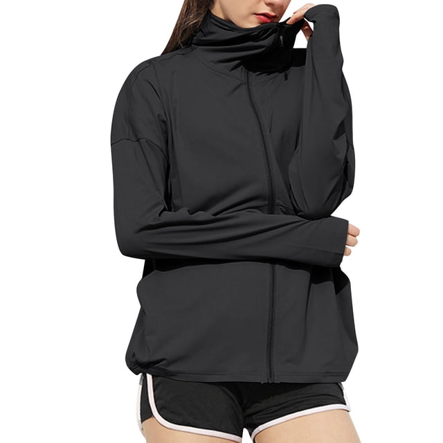 Plebaso Sun Protection Jacket for Women Loose UPF 50+ Sun Shirts Womens Athletic Hiking Running Jackets